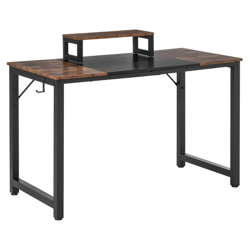 "Computertisch Schreibtisch PC Tisch Bürotisch Industriestil Spanplatte Metall Rustikales Braun+Schwarz 120 x 60 x 73,5 c image"