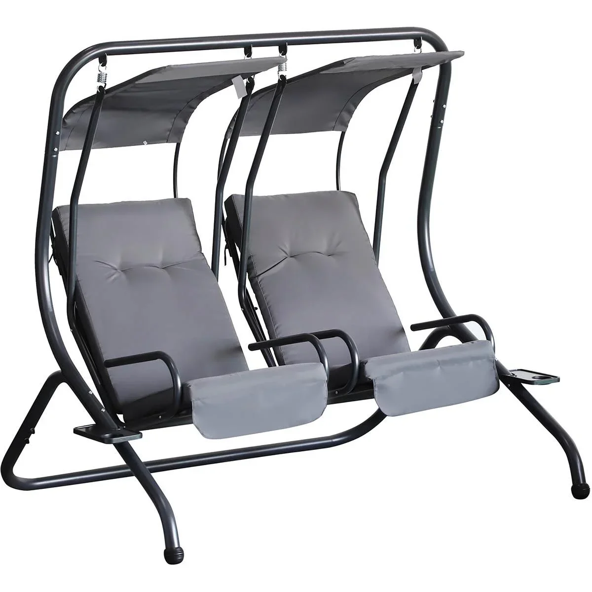 2 Sitzer Hollywoodschaukel Gartenschaukel mit Sonnendach Gartenstuhl Sitz mit Sprühbaumwolle Oxfordstoff PE-Beschichtung