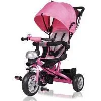 "Kinderdreirad - Pink - Schiebestange, klappbares Dach, klappbare Fußstütze, Korb image"