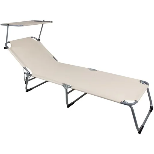 "Liegestuhl 'Hawaii' mit Schiebedach aluminiumbeige 195 x 60 x 30cm image"