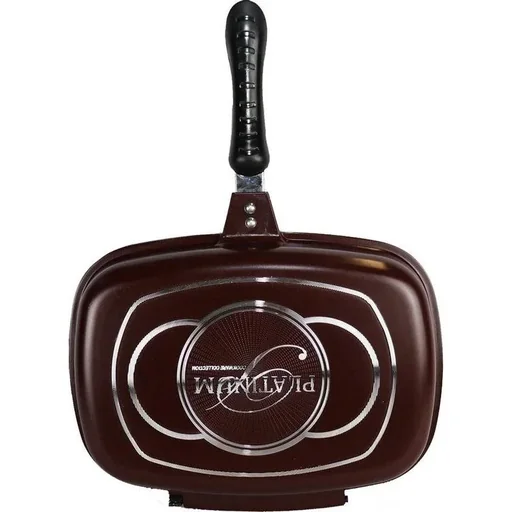 "Doppelpfanne / Grillpfanne - 32 cm - Aluminiumguss - Wendegrillpfanne - bordeauxrot image"