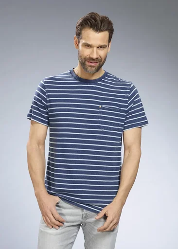 "T-Shirt used look, Farbe blau gestreift, Gr.L image"