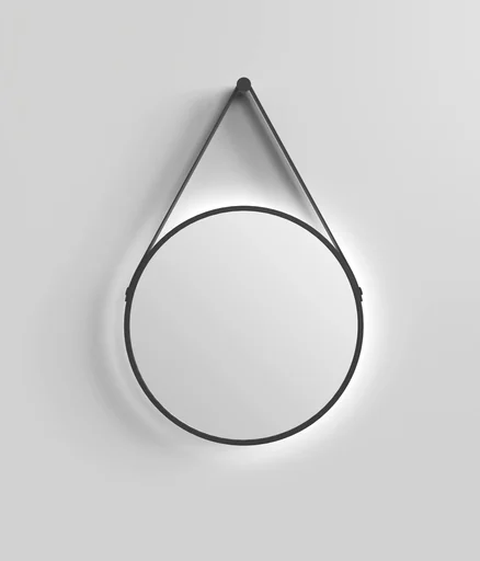 "Dekorativer runder Wandspiegel mit indirekter LED Beleuchtung in schwarz matt Ø 50 cm image"