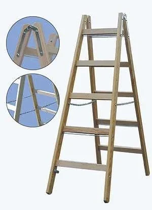 "Sprossen Doppelleiter, 2 x 5, Holz image"