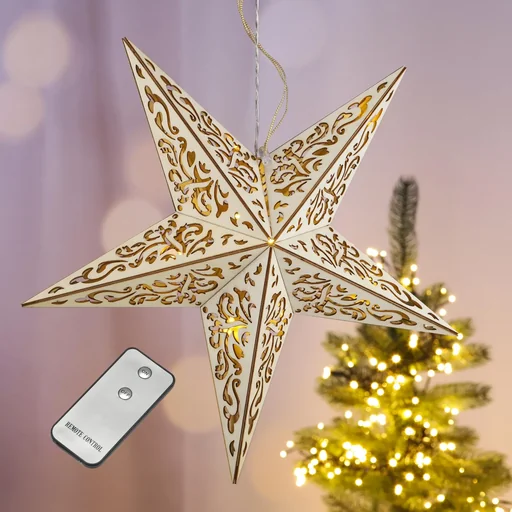 "LED Holzstern mit Fernbedienung image"