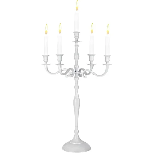 "Kerzenleuchter weiß glänzend Aluminium 60cm 5-armig image"