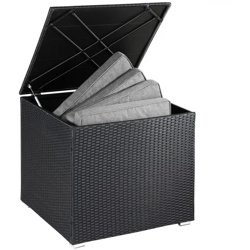 "Aufbewahrungsbox - Kissen, Garten - Poly-Rattan - Schwarz - 75x75x70cm image"