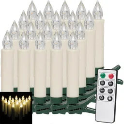 Weihnachtsbeleuchtung - Christbaumkerzen 20 Stück MIT Fernbedienung