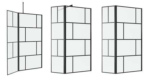 "Duschwand in modernem Design 90+40 x 195 cm - Glasdusche mit matt schwarzen Wandprofil - inklusive Deckenhalterung image"