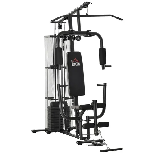 "Gym Kraftstation Fitnessstation Multigym Fitnesscenter Fitnessgerät inkl. Gewichten Latzug Beincurl Metall PU-Kunstlede image"