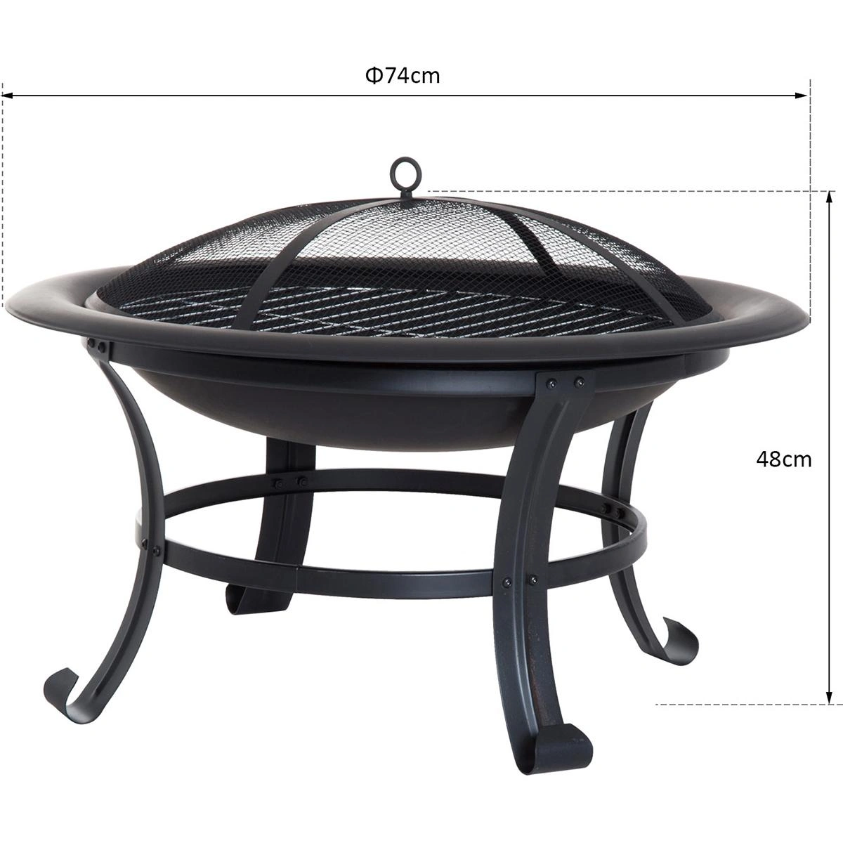 Feuerkorb mit Funkenschutz schwarz