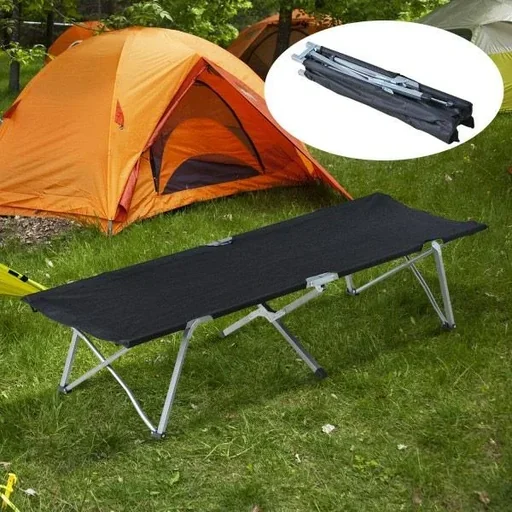 "Feldbett Campingbett Liege Klappbett mit Tasche Schwarz image"