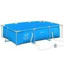 Rahmenpool mit Draht Swimmingpool Schwimmbad Ablassventil PVC Stahl Blau