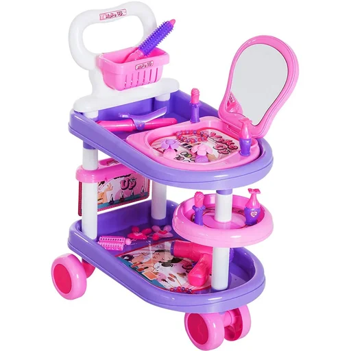 "Kinder Mädchen Dresser Trolley Kosmetikwagen Rollenspiel Lila Rosa image"
