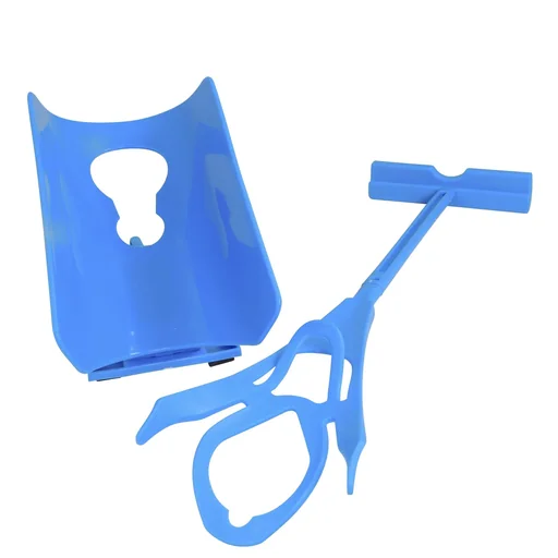 "3 in 1 Anziehhilfe für Socken und Schuhlöffel, Blau image"