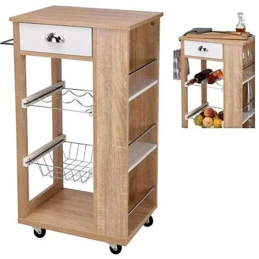 "Küchenwagen - 37 x 48 x 86cm - Holz/Weiß image"