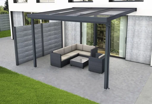 "Terrassendach Premium, anthrazit, 3094 x 3060 mm - 10mm Verbundsicherheitsglas (VSG) image"