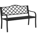 Gartenbank 2-Sitzer Parkbank aus Metall Sitzbank bis 280 kg Bank Terrassenbank mit Rücken- & Armlehnen Gartenmöbel Gusse