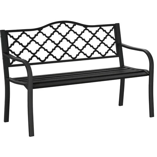 "Gartenbank 2-Sitzer Parkbank aus Metall Sitzbank bis 280 kg Bank Terrassenbank mit Rücken- & Armlehnen Gartenmöbel Gusse image"