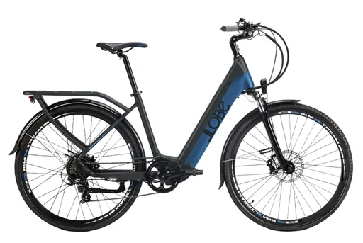 "Damen E-Bike, Trekking, 28 Zoll, Rahmenhöhe 51 cm, 7- Gang Kettenschaltung, mattgrau-blau, Yukon Lady 13,2Ah image"