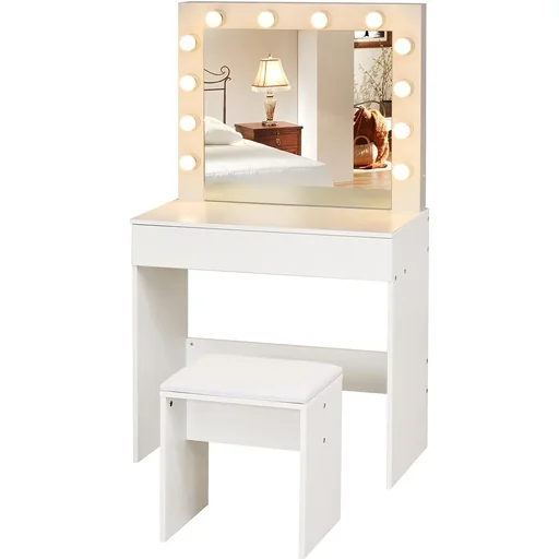 "Frisierkommode mit Hocker und LED-Beleuchtung image"