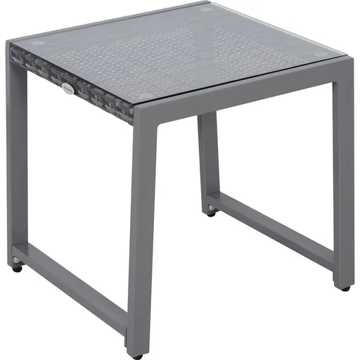 "Polyrattan Gartentisch mit Hartglas grau image"