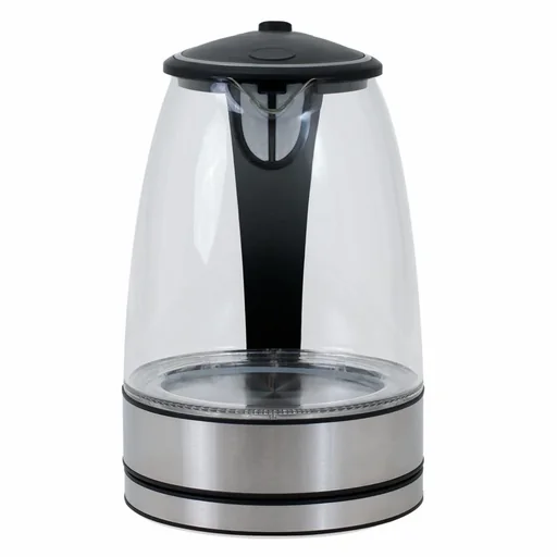 "Wasserkocher schwarz/silbern Glas/Edelstahl 1,7L image"