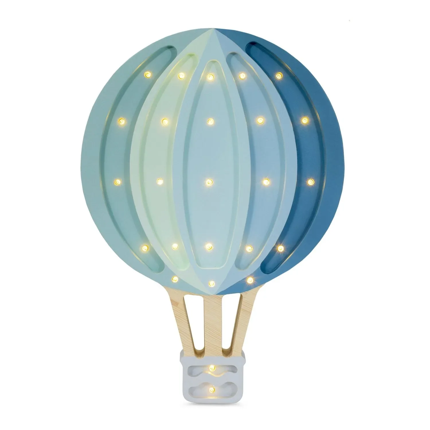 Little Lights Nachtlicht Kinder, Nachtlampe Heißluftballon - 100% Kiefernholz natur, Farbe: Blauer Regenbogen