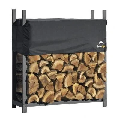 "ShelterLogic Kaminholzregal 1.000 kg Schwarz, 119×36 cm – Stahlregal mit verstellbarer Abdeckung, wetterfest image"