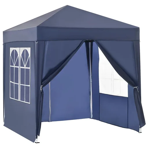 "Pavillon 2x2m Faltpavillon 4 Seitenwände mit Fenster Tür mit Reißverschluss Festzelt Gartenzelt Pop-Up-Pavillon inkl. He image"