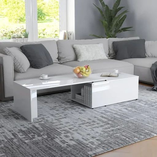 "Couchtisch 150x50x35 cm Spanplatte hochglänzend weiß image"