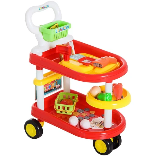 "Kinder Supermarkt Warenkorb Kassierer Trolly Rollenspiel Spielzeug Rot image"