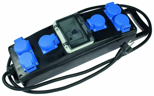 "Vollgummi-Steckdosenleiste S1+ H07RN-F 3G2,5, 2m, 230V, 6 Schutzkontaktsteckdosen 230V, 16A, mit Absicherung image"