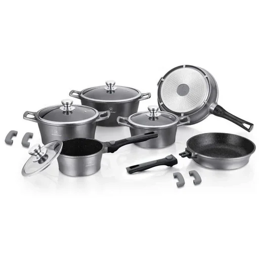 "Herenthal 14-teilige Bratpfanne - Marmorbeschichtung - Silber image"