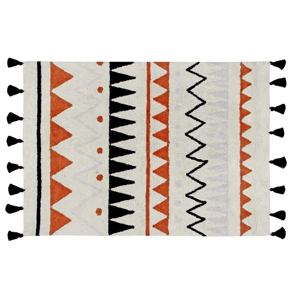 "Lorena Canals Teppich Azteken Muster natur terracota, Größe: 140 x 200 cm image"