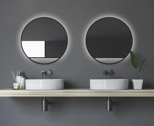 "Dekorativer Wandspiegel "Black Hole" - Light indirekter LED Beleuchtung Ø 80 cm image"