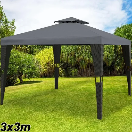 "Pavillon Polyrotan schwarz - anthrazit 3 x 3m image"
