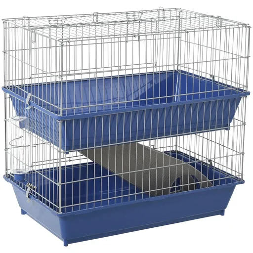 "Kleintierkäfig 2-stöckig blau/grau image"