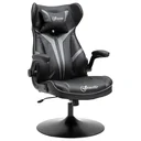 Gaming Stuhl Ergonomischer Computerstuhl mit Wippenfunktion Drehstuhl höhenverstellbar Stahl Schwarz+Grau 67 x 75 x 106-