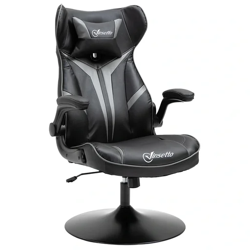 "Gaming Stuhl Ergonomischer Computerstuhl mit Wippenfunktion Drehstuhl höhenverstellbar Stahl Schwarz+Grau 67 x 75 x 106- image"