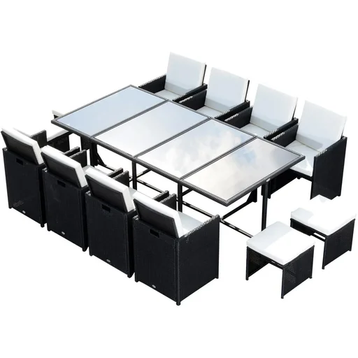 "13 tlg, Gartengarnitur Gartenmöbel Rattan Schwarz image"