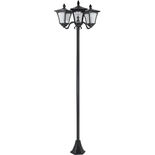 "Solar Gartenlaterne mit 3 flammig Laterne Solarlaterne Wegleuchte mit LED 120 Lumen IP44 201 Edelstahl Schwarz 51,5 x 47 image"