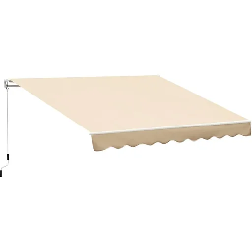 "manuelle Gelenkarmmarkise 395 cm Markise mit Handkurbel Balkonmarkise Sonnenschutz Wandmontage Balkon Alu Beige 395 x 24 image"