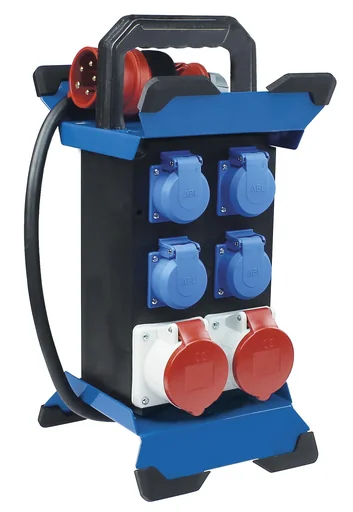 "Stromverteiler STECKY 11+ 4x Schutzkontakt, 2x CEE400/16A, Abischerung FI40A, 2,5mH07RN-F 5G2,5, belastbar bis 16A image"