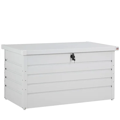"Abschließbare Aufbewahrungsbox Weißes Metall mit Schloss 120x62 x63 cm image"