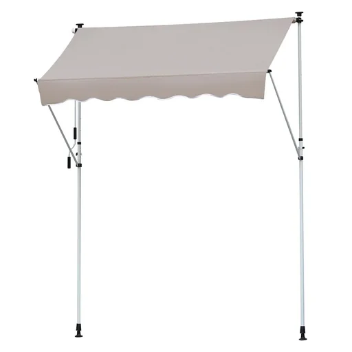 "Markise Klemmmarkise Sonnenschutz Faltarm Handkurbel Balkon Alu Cremeweiß 3x1,2cm image"