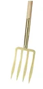 Spatengabel, leicht, 4 Lanzenzinken, goldfarben lackiert, Schienenzwinge, Eschen-T-Stiel 85 cm