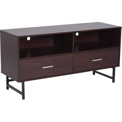 "Fernsehtisch TV-kommode Unterschrank 2 x Schublade Holz Dunkelkaffee 120 x 39,5 x 60,5 cm image"