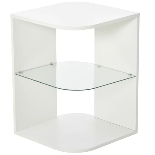 "Beistelltisch 3-Schicht moderner Nachttisch mit 2 Ablagefächern geeignet für Wohnzimmer Schlafzimmer Material aus Spanpl image"