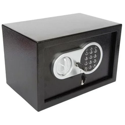 "Elektronischer Tresor mit digitalem Code und Notfallschlüssel, geräumiger Stahltresor für Geld mit weichem Innenraum, sicherer Mini-Tresor für Schmuck, Dokumente und Bargeld, 20x31x20 cm image"